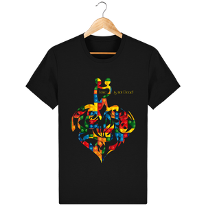 T-shirt noir unisexe coeur blocs couleurs love is not dead